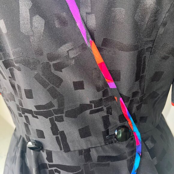 A J Bari Vintage Womens Skirt Suit Jacket Size 12 Black Balloon Sleeve Peplum - Picture 16 of 16